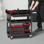 4-Tier Tool Cart with Wheels, 350 lbs Load Capacity, Rolling Work Cart with Drawer & Pegboard, Mechanic Tool Storage Organizer w