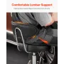 Shop Stool with Backrest, Pneumatic Garage Seat/Work Stool with Wheels, 300 lbs Load, Adjustable Roller Creeper Seat, 360° Swive