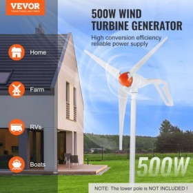 500W Wind Turbine Generator 12V 3-Blade Wind Turbine Kit with Anemometer