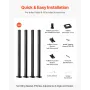 4-Pack Cable Railing Post, 42x1x2 In Horizontal-Hole Deck Railing Post with Pre-Drilled Holes, Stainless Steel Cable Rail Post w
