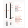 4-Pack Cable Railing Post, 42x1x2 In Horizontal-Hole Deck Railing Post with Pre-Drilled Holes, Stainless Steel Cable Rail Post w