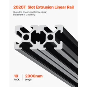 10PCS 78.7 in (2000mm) T Slot 2020 Aluminum Extrusion Anodized Linear Rail