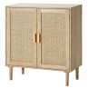 Rattan Cabinet Storage with 2 Magnetic Doors & Adjustable Shelves Natural