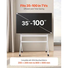 Rolling TV Stand Mobile TV Cart holder op til 198 lbs til 35-100 i skærme