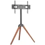 Tripod Easel TV Stand, for 40-65 inch Flat Screen/Curved TVs Up to 99 lbs, 18° Left-Right Rotation Portable TV Stand with Oak Wo