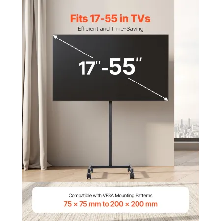 Rolling TV Stand Mobile TV Cart holder op til 44 lbs til 17-55