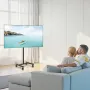 Rolling TV Stand, Mobile TV Cart for 17-55 Inch Screens, Portrait to Landscape, Portable TV Stand with Wheels Holds up to 44 lbs
