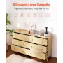 6 Drawer Dresser, Wooden Chest of Drawers with Sliding with Anti-tip Device, Modern Minimalist Dresser Chest, Closet Storage Org