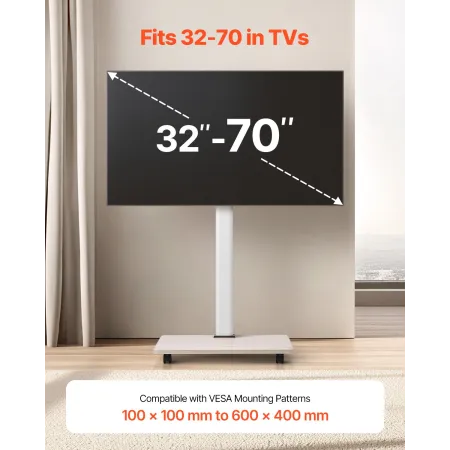 Rolling TV Stand Mobile TV Cart holder op til 99 lbs til 32-70