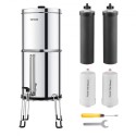 2.25G Gravity-fed Water Filter Countertop System Stainless Steel 4 Filters