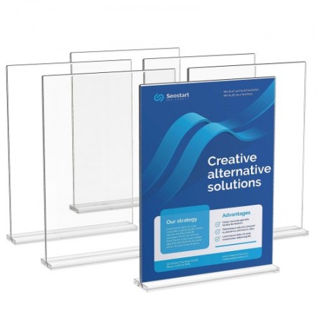 Akrylskilt Holder 6 Pack 8,5 x 11-tommer dobbeltsidet displayskilt Stativ