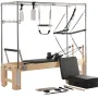 Pilates Reformer, Wooden Pilates Machine for Home Gym Studio, Strength Training Workout Equipment with Dual Resistance, Reformer