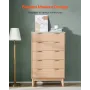 5 Fluted Drawer Dresser, Wooden Chest of Drawers with Sliding & Anti-tip Device, Modern Minimalist Dresser Chest, Closet Storage