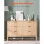 6 Fluted Drawer Dresser, Wooden Chest of Drawers with Sliding & Anti-tip Device, Modern Minimalist Dresser Chest, Closet Storage