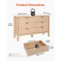 6 Fluted Drawer Dresser, Wooden Chest of Drawers with Sliding & Anti-tip Device, Modern Minimalist Dresser Chest, Closet Storage