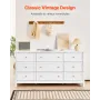 9 Drawer Dresser, Wooden Chest of Drawers with Sliding and Anti-tip Device, Retro Minimalist Dresser Chest, Closet Storage TV St