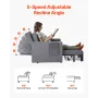 Sleeper Sofa Bed, Convertible Sleeper Bed with Side Pocket, Pillow, Armrest and Desk Board, 5 Adjustable Angles Backrest, Single