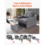 Sleeper Sofa Bed With Side Pocket Pillow Desk 5 Justerbart