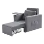 Sleeper Sofa Bed, Convertible Sleeper Bed with Side Pocket, Pillow, Armrest and Desk Board, 5 Adjustable Angles Backrest, Single