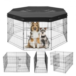 Dog Playpen 8 paneler sammenfoldelig metal hundeøvelse pen med øverste dækning 30 "h