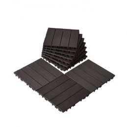 Interlocking Deck Tiles 10 Pack 12"x12" Waterproof for Porch Dark Brown