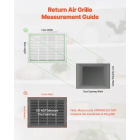 Returluftfiltergitter passer W24 x H18 tommer kanal åbning