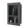 Shower Niche, 40.6 x 50.8 x 10.2 cm Recessed Wall Niche with Movable Divider Shelf, Modern Soap & Shampoo Storage Organizer, Squ