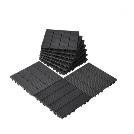 Interlocking Deck Tiles 10 Pack 12"x12" Plastic for Porch Dark Grey