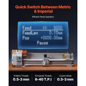Metal Lathe Machine 8.7 x 39 in Bench Power Metal Lathe Automatic Feed