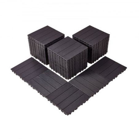 Interlocking Deck Tiles 54 Pack 12"x12" Waterproof for Porch Dark Brown