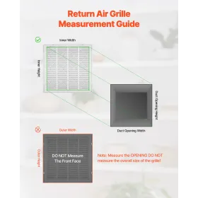 Return Air Filter Grille Fits W20 x H20 Inch Duct Opening Size with Filter