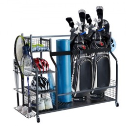Golf Storage Garage Organizer 3 Golf Bag Stand Holder Club Rack Ball Cart