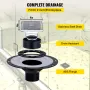 Shower Curb Kit, 38" x 60" ABS Watertight Shower Curb Overlay with 4" ABS Central Bonding Flange, 4" Stainless Steel Grate and T