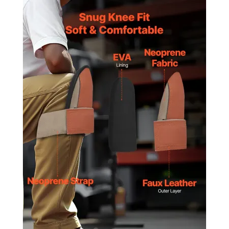 Knee Pads for Work, Durable Leather Construction Pads, Machine Washable Work Knee Pads, Easy to Wear and Take off, Extra Thick K