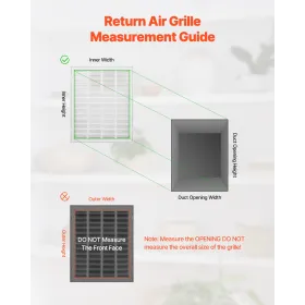 Returluftfilter gitter passer W20 x H25 tommer kanal åbning luftventil dækning