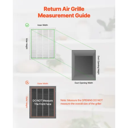 Returluftfilter gitter passer W20 x H25 tommer kanal åbning