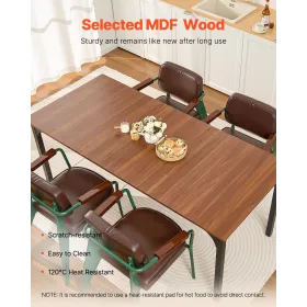 71in Rectangle Dining Table Wood Kitchen Table for 6-8 Person (Only Table)