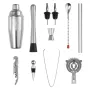 Cocktail Shaker Set, 13-Piece Stainless Steel Bar Tools with Bamboo Stand, Martini Bartender Kit Accessories | Mixer Spoon, Mudd