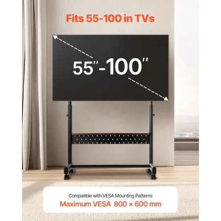 Rolling TV Stand Mobile TV Cart holder op til 205 lbs til