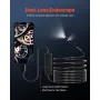 Endoscope Camera with Light, Dual Lens Borescope for Android & IOS, 1920P HD Inspection Camera with 8 + 1 LED Light, 2X Zoom, 5m