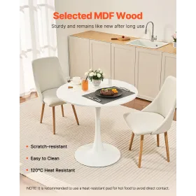 31.5 in Round Dining Table Wood Kitchen Table for 2-4 Person (Only Table)