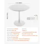 Round Dining Table, 31.5 in Wood Table for 2-4 Person, Modern Circle Furniture, Leisure Coffee Office Tables with Pedestal Base 