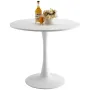 Round Dining Table, 31.5 in Wood Table for 2-4 Person, Modern Circle Furniture, Leisure Coffee Office Tables with Pedestal Base 