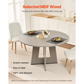47 in Round Dining Table Wood Kitchen Table for 2-4 Person (Only Table)