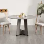 Round Dining Table, 47 inch Wood Table for 4-6 Person, Farmhouse Circle Dinner Furniture, Rustic Leisure Tables with Thick Woode