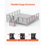 4-Pack Cable Railing Post, 36x2x2 In Horizontal-Hole Deck Railing Post with Pre-Drilled Holes, Stainless Steel Cable Rail Post w
