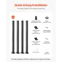 4-Pack Cable Railing Post, 36x2x2 In Horizontal-Hole Deck Railing Post with Pre-Drilled Holes, Stainless Steel Cable Rail Post w