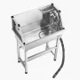 86.4 cm Stainless Steel Dog Washing Station, Pet Grooming Tub with Hot & Cold Faucet, Showerhead, Storage Rack, No-Bend All-in-O