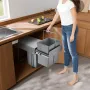 Pullout Trash Can for Kitchen Cabinets, 20+10+10L Double Under Sink Garbage Waste Recycling Bin, Under Mount Waste Container, wi
