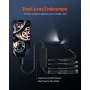 Endoscope Camera with Light, Dual Lens Borescope for Android & IOS, 1920P HD Inspection Camera with 8 + 1 LED Lights, 2X Zoom, 3